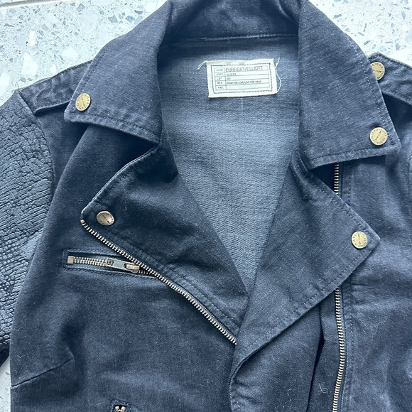 Current/Elliott Biker Jacket Denim Moto "Easy Biker" - Picture 2 of 6